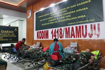 HUT ke-80 Persit, Kodim 1418/Mamuju Gelar Donor Darah
