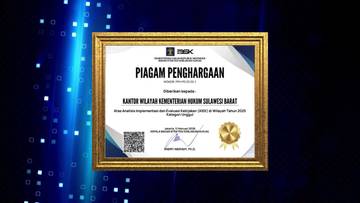 Kemenkum Sulbar Raih Penghargaan Kategori Unggul AIEK