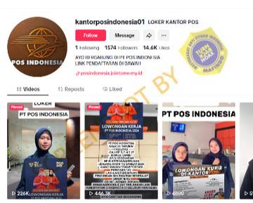 Hoaks Loker PT Pos Indonesia Melalui Tautan
