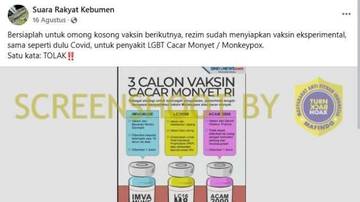 Hoaks Vaksin Mpox Adalah Produk Eksperimental