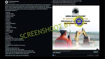 Hoaks Loker Arutmin Indonesia dengan Gaji Fantastis