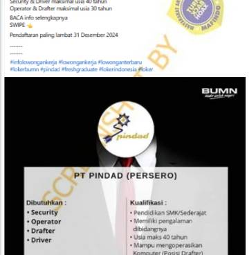 Hoaks Info Loker di PT Pindad