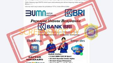 Hoaks Festival Undian Tahun Baru dari Bank BRI
