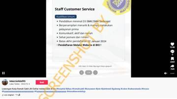 Hoaks Info Rekrutmen Staff Rumah Sakit JIH
