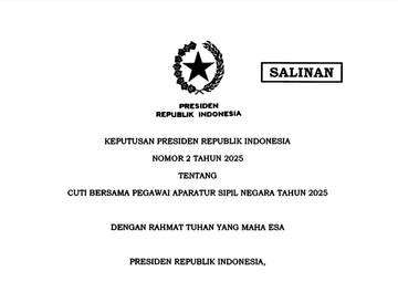 Cuti Bersama Tahun Baru Imlek Tahun 2025 Bagi ASN