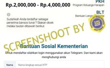Hoaks Tautan Pengecekan Bansos di Tiktok