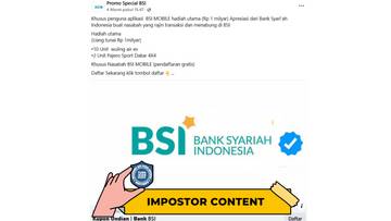 Hoaks Tautan Pendaftaran Hadiah Apresiasi Pengguna BSI Mobile