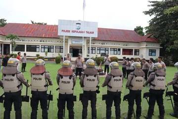 Persiapan Pengamanan PSU, Polres Kepulauan Talaud Gelar Latihan Dalmas