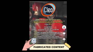 Hoaks Tautan Lowongan Kerja Cleo Pure Water