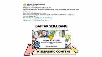 Hoaks, Tautan Pendaftaran Bantuan Traktor dan Pompa Air