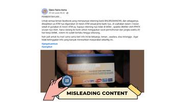 Hoaks Tarik Uang di ATM yang Sama Terblokir
