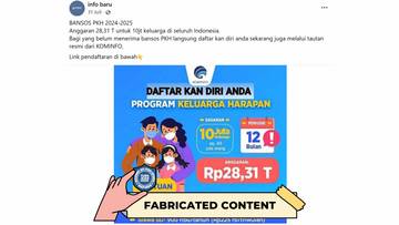 Hoaks Tautan dari Kominfo untuk Pendaftaran Bansos PKH