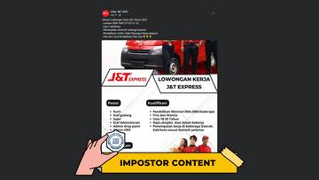 Hoaks Tautan Pendaftaran Loker J&T Express 
