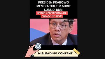 Hoaks Presiden Prabowo Bentuk Tim Audit Subsidi BBM