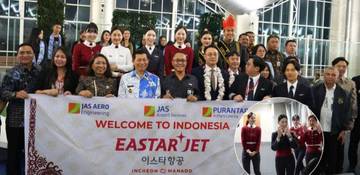 Kanwil Ditjenim Sulut Sopport Penerbangan Perdana Incheon-Manado