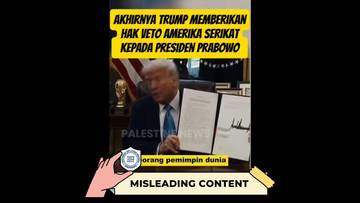 Hoaks Trump Berikan Hak Veto AS ke Prabowo