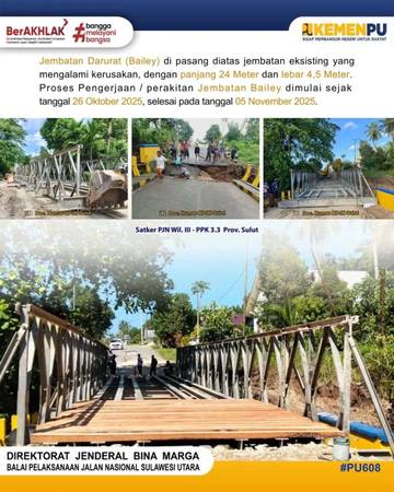 PJN Wilayah III Pasang Jembatan Bailey Jalan Beo-Esang-Rainis