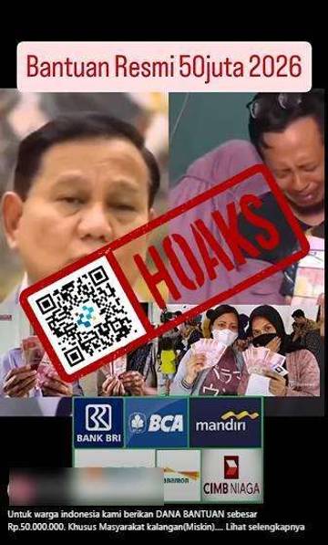 Hoaks Presiden Prabowo Bagikan Bantuan Rp50 juta