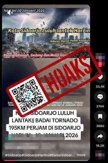 Hoaks Badai Tornadi Melanda Sidoarjo 10 Januari 2026