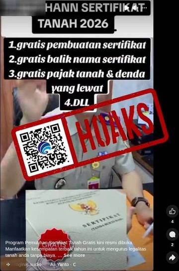 Hoaks Program Pemutihan Sertifikat Tanah Gratis 2026