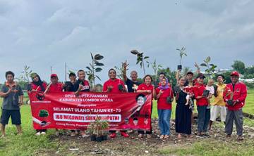DPC PDIP Lombok Utara Gelar Aksi Tanam Pohon