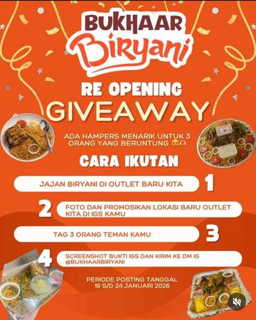 Re-Opening Giveaway Bukhaar Biryani Menangkan Hadiahnya