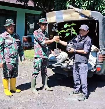 DLH Aceh Barat Serahkan Bibit Pohon Ke TNI 