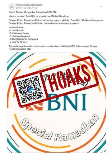 Hoaks Ramadhan Berhadiah Mengatasnamakan BNI