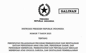 Inpres Nomor 7 Tahun 2025 Dorong Digitalisasi Sekolah