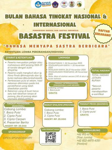 Basastra Festival Rayakan Bulan Bahasa dengan Cinta, Rasa, dan Makna