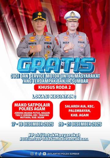 Ditlantas Polda Sumbar Buka Servis Motor Gratis