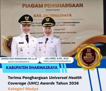 Dharmasraya Raih UHC Awards 2026 Kategori Madya 