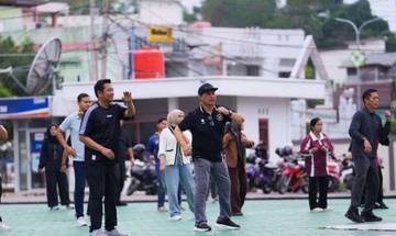 Bupati Barut Senam Sehat dan Cek Kesehatan Gratis