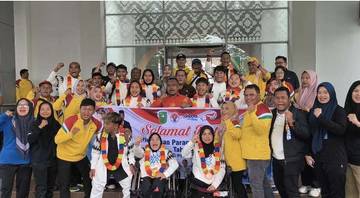 Atlet NPCI Riau Disambut Meriah Setiba di Pekanbaru
