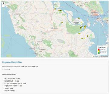 Hari ini Riau Sumbang Hotspot Terbanyak di Sumatra