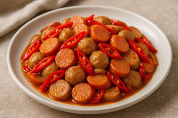 Tumis Bakso Sosis Pedas, Praktis dan Menggugah Selera