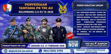 Pendaftaran Tamtama PK TNI AU Dibuka, Berikut Persyaratannya 