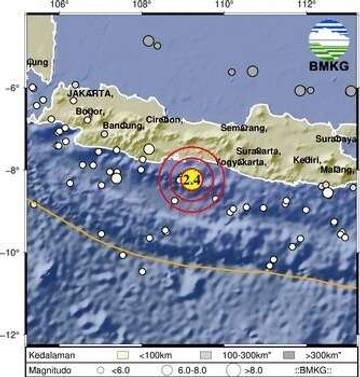 Gempa Magnitudo 2,4 Guncang Selatan Cilacap