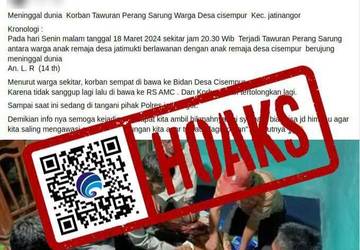 Hoaks Remaja Tewas Akibat Perang Sarung