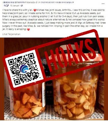 Hoaks Cairan Rendaman Biji Alpukat- Alkohol jadi Obat Nyeri Sendi