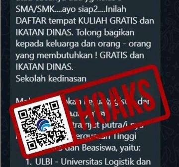 Hoaks Pendaftaran Kuliah Gratis Ikatan Dinas