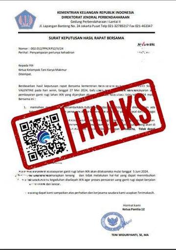 Hoaks Surat Mengatasnamakan Sekretaris Menteri Perencanaan Pembangunan Nasional