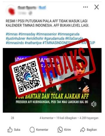 Hoaks PSSI Putuskan Timnas Tak Ikut Piala AFF