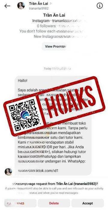 Hoaks  Penipuan Tawaran Pekerjaan Menjadi Mitra TikTok