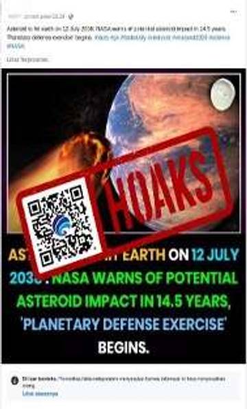 Hoaks NASA Nyatakan Bumi akan Dihantam Asteroid