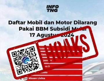 Hoaks Daftar Merek Mobil Dilarang Pakai BBM Bersubsidi