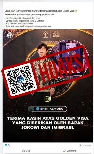 Hoaks Shin Tae-yong WNA Pertama Dapat Golden Visa