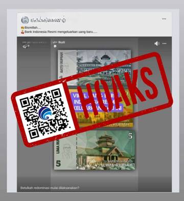 Hoaks Bank Indonesia Keluarkan Uang Baru Hasil Redenominasi