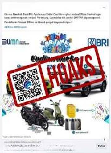 Hoaks Undian Berhadiah BRI Dalam Rangka HUT RI