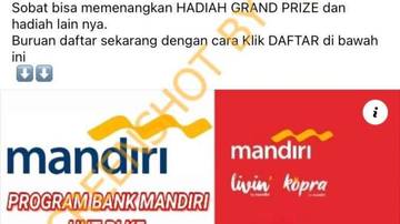 Penipuan Postingan Gebyar Undian HUT RI Bank Mandiri